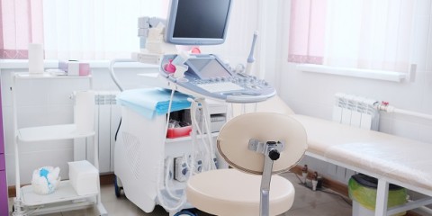 Interior of medical room with ultrasound diagnostic equipment